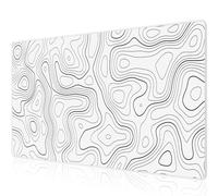 Anpollo Gaming Mouse Mat XXL Large Mouse Mat with Waterproof and Non-Slip Rubber for PC, MacBook, Study, Laptop, Gaming Computer, Home White Topographical 900 x 400 mm