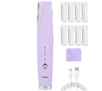 Anpor Rechargeable Sonic Smooth Dermaplane Razor for Women Face + Eyebrow trimmer Dermaplaning System with LED Light Peach Fuzz Remover, 3 Speeds - 8 Weeks of Dermaplaning Blades (Lavender)