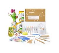 Anpro 21 PCS Pottery Kit,2x500g Air Dry Clay for Adults | Air Dry Clay Kit with wooden tools,a Set,Mixing Palette,Paints,Matte Varnish,Paint,bottles of varnish,Resealable Bags