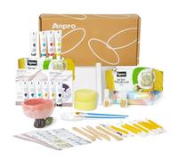 Anpro 39 PCS Pottery Kit,4 * 500g Air Dry Clay for Adults | Air Dry Clay Kit with Matte Varnish,Paint,Tool Set,Paintbrushes,Sponge,Clay Roller,Mixing Palette,Resealable Bags