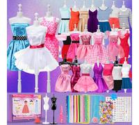 Anpro 650+ Pcs Fashion Designer Kit for Girls with 2 Mannequins,DIY Arts & Crafts Kit for Girls,Doll Clothes Making Sewing Kit Age 6-12 Toys
