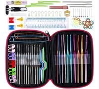 Anpro Crochet Hooks Set 100 PCS Knitting Tool Accessories with Pink Case