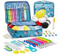 Anpro Crochet Kits for Beginners Adults - Crochet & Knitting Accessories Kit Includes Ergonomic Metal Crochet Hooks 2 mm to 6 mm Crochet Needles and Wools for Crocheting Yarn