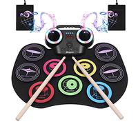Anpro Nine-Sided Color Electronic Drum Set, 8 PCS Drum Practice Set, Portable Electric Drum Set, Built in Audio with Earphone Jack,Ten Hours of Playback, Color LED Screen, Best Birthday Gift
