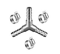 ANPTGHT 1/4" Hose Barb Fitting Equal Barbed Y Shaped 3 Way Wye Stainless Steel Tubing Joint Splicer Mender Adapter Union for Oxygen Tubing Pipe Household Fuel Gas Liquid Air with 3pcs Hose Clamps
