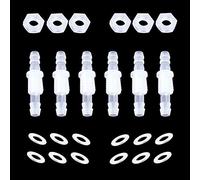 ANPTGHT 1/4” Thru-Bulk Bulkhead Plastic Hose Barb Fittings Union Adapter Fittings for Aquarium Fuel Gas Liquid Air with Metal washers (Pack of 6)