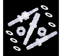 ANPTGHT 5/16” Thru-Bulk Bulkhead Plastic Hose Barb Fittings Union Adapter Fittings for Aquarium Fuel Gas Liquid Air with Metal washers (Pack of 3)