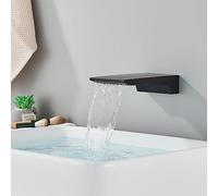 ANQECAJH Brush Golden Basin Sink Faucet Brass Wall Mount Waterfall Spout Single Hole Bathroom Washing Tub Taps Hardware(Matte Black)