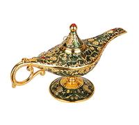 ANQIA Vintage Aladdin Magic Genie Lamp Light for Home Party Wedding Table Decoration & Gift,Classic Zinc Alloy Arabian Lamp Jewelry Box (Gold & Green)
