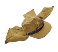 ANQIAO Reproduction WW2 Japanese Soldier Hat with Neck Flap Brown Chin Strap