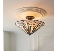 anqing tiffany glass semi-flush ceiling light in satin black