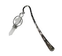 Anqitue Metal Book Crystal Stone Pendant Page Reading Bookmark Gift for Lover, Reader, Teacher Unique Design Page Accessories