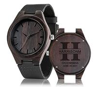 ANQIYI Customized Wooden Men Watches, Engraved Name/Date/Role, Personalised Wooden Watch Gift for Best Man, Usher, Groom, Wedding Favours, Birthday, Christmas, Graduation, Fathers Day Gift