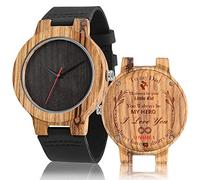 ANQIYI Personalised Engraved Wooden Watches to My Dad, Customised Engraved Wood Watch Anniversary Birthday Graduation Gift for Husband Love Dad Mom Son Friend Wooden Watches