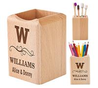ANQIYI Wooden Pen Holder for Desk, Personalised Pen Pot Desk Stationery Organisers Pencil Holder Pots Gifts for Colleagues, Teachers, Students for Office, School, Home