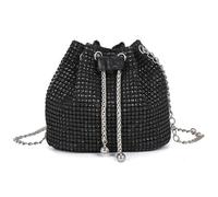 ANQKYO Ladies Rhinestone Bucket Shape Crossbody Bags Evening Party Clutches Storage Totes Shining Shoulder Bags Chain Handbags For Women(Black)