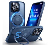 Anqrp 360° ALL-in-ONE Stand Case for iPhone 13 Pro Case with Rotatable Magnetic KickStand Ring Holder, Compatible with MagSafe, Shockproof Translucent Matte Phone Cover for iPhone 13 Pro, Blue