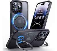 Anqrp 360° ALL-in-ONE Stand Case for iPhone 14 Pro with Rotatable Magnetic KickStand Ring Holder, Compatible with MagSafe, MIL-Grade Shockproof iPhone 14 Pro Phone Case Cover 6.1" Black