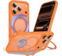 Anqrp 360° ALL-in-ONE Stand Case for iPhone 17 Pro Max Case with Rotatable Magnetic KickStand Ring Holder, Compatible with MagSafe, MIL-Grade Shockproof iPhone 17 Pro Max Phone Case,Orange