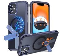 Anqrp 360° Rotatable Stand Magnetic Case for iPhone 12/12 Pro with Adjustable Invisible Kickstand, [Compatible with Mag-Safe] [Mil-Grade Drop Protection] Translucent Matte Phone Case Cover 6.1" Blue