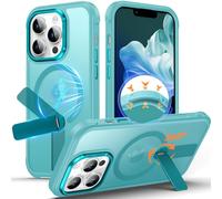 Anqrp 360° Rotatable Stand Magnetic Case for iPhone 13 Pro with Adjustable Invisible Kickstand, [Compatible with Mag-Safe] [Mil-Grade Drop Protection] Translucent Matte Phone Case Cover 6.1" Teal