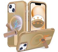 Anqrp 360° Rotatable Stand Magnetic Case for iPhone 14/13 with Adjustable Invisible Kickstand, [Compatible with Mag-Safe] [Mil-Grade Drop Protection] Translucent Matte Phone Case Cover 6.1" Brown