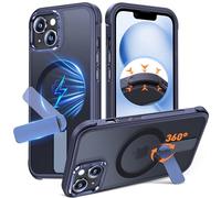 Anqrp 360° Rotatable Stand Magnetic Case for iPhone 14/13 with Adjustable Invisible Kickstand, [Compatible with Mag-Safe] [Mil-Grade Drop Protection] Translucent Matte Phone Case Cover 6.1" Blue