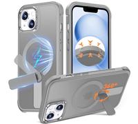 Anqrp 360° Rotatable Stand Magnetic Case for iPhone 14/13 with Adjustable Invisible Kickstand, [Compatible with Mag-Safe] [Mil-Grade Drop Protection] Translucent Matte Phone Case Cover 6.1" Gray