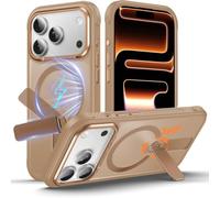 Anqrp 360° Rotatable Stand Magnetic Case for iPhone 17 Pro Max with Adjustable Invisible Kickstand, [Compatible with Mag-Safe] [Mil-Grade Drop Protection] Translucent Matte Phone Case Cover 6.1" Brown