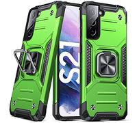Anqrp for Galaxy S21 FE Case with Rotatable Metal Ring Kickstand [Military-Grade Drop Protection] Support for Magnetic Car Mount Shockproof Protective Phone Cover for S21 FE, Grass Green