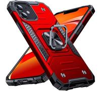 Anqrp Heavy Duty Case for iPhone 12/12 Pro Case with Enhanced Ring Holder Grip Stand, Military Grade Shockproof Rugged Drop Protective Silicone Hard iPhone 12/12 Pro Phone Case Cover, Red