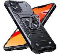 Anqrp Heavy Duty Case for iPhone 12/12 Pro Case with Enhanced Ring Holder Grip Stand, Military Grade Shockproof Rugged Drop Protective Silicone Hard iPhone 12/12 Pro Phone Case Cover, Black