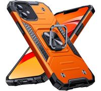 Anqrp Heavy Duty Case for iPhone 12 Mini Case with Enhanced Ring Holder Grip Stand, Military Grade Shockproof Rugged Drop Protective Silicone Hard iPhone 12 Mini Phone Case Cover, Orange