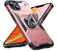 Anqrp Heavy Duty Case for iPhone 13/14 Case with Enhanced Ring Holder Grip Stand, Military Grade Shockproof Rugged Drop Protective Silicone Hard iPhone 13/14 Phone Case Cover, Rose Gold