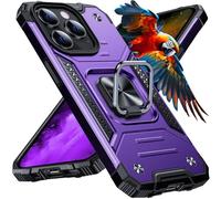 Anqrp Heavy Duty Case for iPhone 13 Pro Case with Enhanced Ring Holder Grip Stand, Military Grade Shockproof Rugged Drop Protective Silicone Hard iPhone 13 Pro Phone Case Cover, Purple