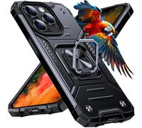 Anqrp Heavy Duty Case for iPhone 13 Pro Case with Enhanced Ring Holder Grip Stand, Military Grade Shockproof Rugged Drop Protective Silicone Hard iPhone 13 Pro Phone Case Cover, Black