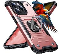 Anqrp Heavy Duty Case for iPhone 14 Pro Case with Enhanced Ring Holder Grip Stand, Military Grade Shockproof Rugged Drop Protective Silicone Hard iPhone 14 Pro Phone Case Cover, Rose Gold