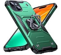 Anqrp Heavy Duty Case for iPhone 15 Case with Enhanced Ring Holder Grip Stand, Military Grade Shockproof Rugged Drop Protective Silicone Hard iPhone 15 Phone Case Cover, Dark Green
