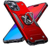 Anqrp Heavy Duty Case for iPhone 15 Pro Case with Enhanced Ring Holder Grip Stand, Military Grade Shockproof Rugged Drop Protective Silicone Hard iPhone 15 Pro Phone Case Cover, Red
