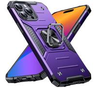 Anqrp Heavy Duty Case for iPhone 15 Pro Case with Enhanced Ring Holder Grip Stand, Military Grade Shockproof Rugged Drop Protective Silicone Hard iPhone 15 Pro Phone Case Cover, Purple