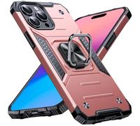 Anqrp Heavy Duty Case for iPhone 15 Pro Case with Enhanced Ring Holder Grip Stand, Military Grade Shockproof Rugged Drop Protective Silicone Hard iPhone 15 Pro Phone Case Cover, Rose Gold