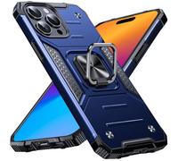 Anqrp Heavy Duty Case for iPhone 15 Pro Case with Enhanced Ring Holder Grip Stand, Military Grade Shockproof Rugged Drop Protective Silicone Hard iPhone 15 Pro Phone Case Cover, Blue