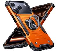 Anqrp Heavy Duty Case for iPhone 17 Pro Case with Enhanced Ring Holder Grip Stand, Military Grade Shockproof Rugged Drop Protective Silicone Hard iPhone 17 Pro Phone Case Cover, Orange