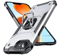 Anqrp Heavy Duty Case for iPhone 17e/16e Case with Enhanced Ring Holder Grip Stand, Military Grade Shockproof Rugged Drop Protective Silicone Hard iPhone 17e/16e Phone Case Cover, Silver