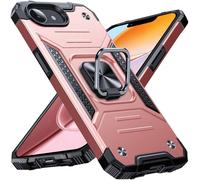Anqrp Heavy Duty Case for iPhone 17e/16e Case with Enhanced Ring Holder Grip Stand, Military Grade Shockproof Rugged Drop Protective Silicone Hard iPhone 17e/16e Phone Case Cover, Rose Gold