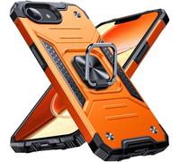 Anqrp Heavy Duty Case for iPhone 17e/16e Case with Enhanced Ring Holder Grip Stand, Military Grade Shockproof Rugged Drop Protective Silicone Hard iPhone 17e/16e Phone Case Cover, Orange