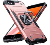 Anqrp Heavy Duty Case for iPhone 6/7/8/SE/SE2 Case with Enhanced Ring Holder Grip Stand, Military Grade Shockproof Rugged Drop Protective Silicone Hard iPhone SE Phone Case Cover, Rose Gold