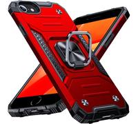 Anqrp Heavy Duty Case for iPhone 6/7/8/SE/SE2 Case with Enhanced Ring Holder Grip Stand, Military Grade Shockproof Rugged Drop Protective Silicone Hard iPhone SE Phone Case Cover, Red