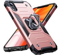 Anqrp Heavy Duty Case for iPhone XR Case with Enhanced Ring Holder Grip Stand, Military Grade Shockproof Rugged Drop Protective Silicone Hard iPhone XR Phone Case Cover, Rose Gold