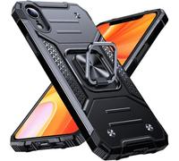 Anqrp Heavy Duty Case for iPhone XR Case with Enhanced Ring Holder Grip Stand, Military Grade Shockproof Rugged Drop Protective Silicone Hard iPhone XR Phone Case Cover, Black